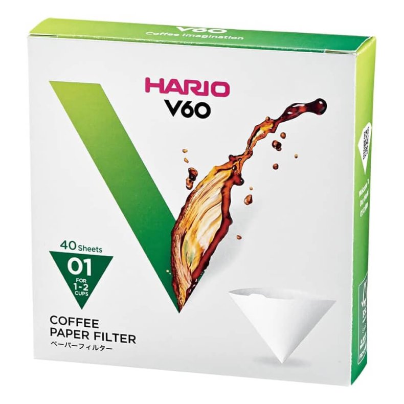 Hario V60-01 - 40 stk Papirfilter Hvid