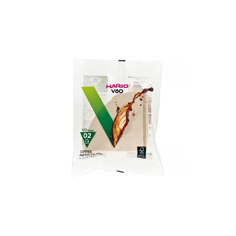 Hario V60-02 - 100 stk Papirfilter Natural/Ubleget